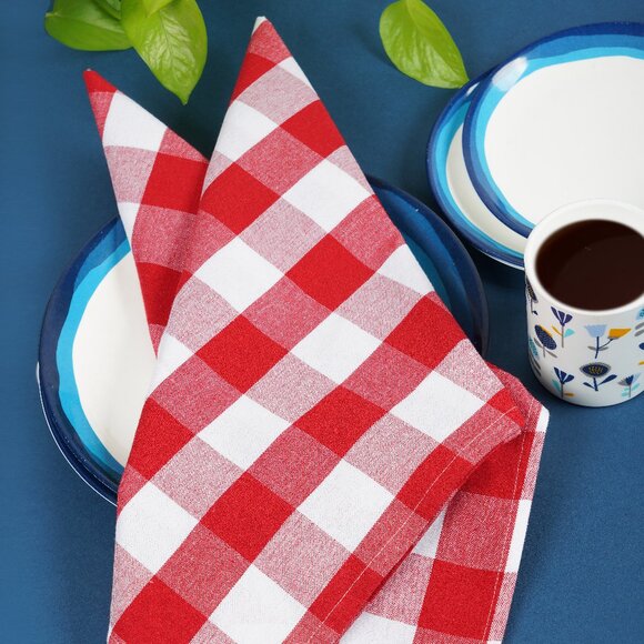 100% Cotton Quality Set of 4 Pack Kitchen Buffalo Check Plaid, Size 20''*30 Inch - Picture 1 of 4